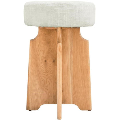 Meridian Furniture 837Cream-C Jasper Collection Mid Century Modern Boucle Fabric Upholstered Counter Stool with Solid White Oak Wood Finish, Cream, 16" W x 16" D x 26" H