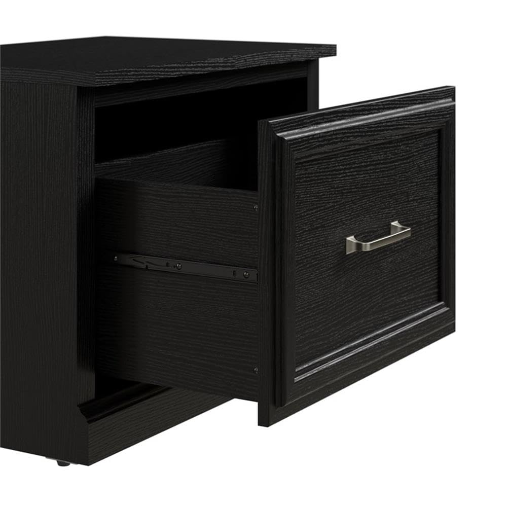 BOWERY HILL 24" Engineered Wood Hall Tree & Shoe Bench, Black Oak Finish, 69" Entryway Organizer w/Drawer, Coat Hooks, Open Cubbies, Transitional Style Storage Seat for Foyer or Mudroom Use