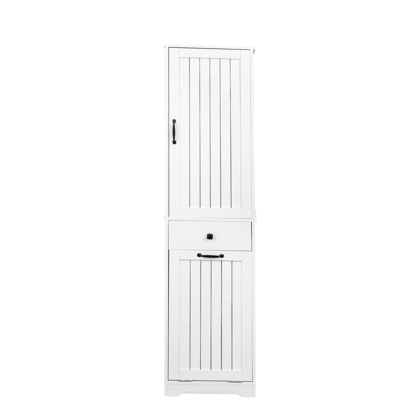 Laundry Cabinet with1 Storage Cabinet and 1 Drawer – White, Space-Saving Organization Solution for Easy Laundry Management