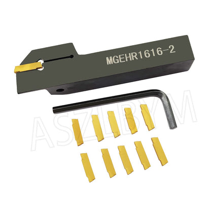 ASZLBYM Lathe Grooving Tool Holder Grooving Cut-Off Tool Holder MGEHR1616-2 With 11pcs MGMN200-G Indexable Carbide Grooving Inserts