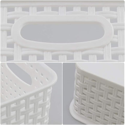 Farmoon 6 Packs White Plastic Organizing Basket - Small Pantry Storage Baskets