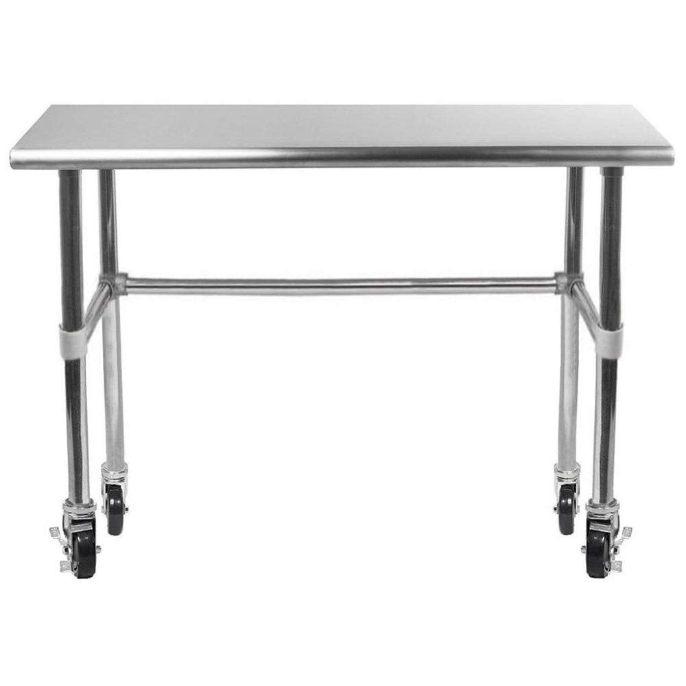 AmGood 30" X 36" Stainless Steel Work Table - with Open Base & Wheels | Food Prep | Utility Work Station | NSF Certified