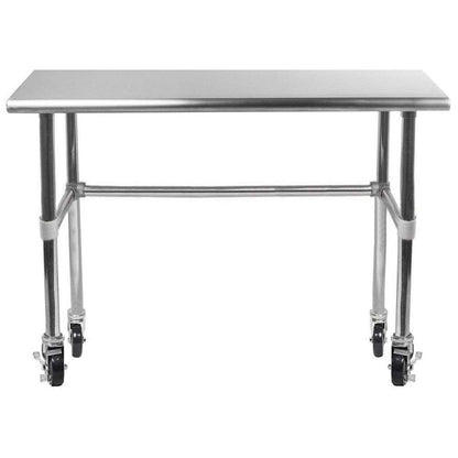 AmGood 30" X 36" Stainless Steel Work Table - with Open Base & Wheels | Food Prep | Utility Work Station | NSF Certified