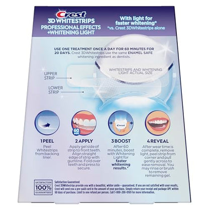 Crest 3D Whitestrips, Radiant Express with LED Accelerator Light, Teeth Whitening Strip Kit, 40 Strips (20 Count Pack)