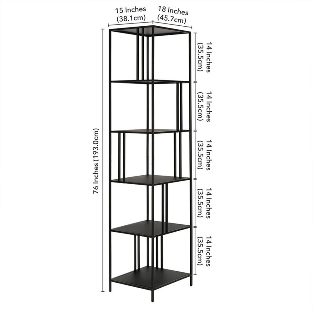 Henn&Hart 18" Wide Rectangular Bookcase in Blackened Bronze, for Home Office, Living Room
