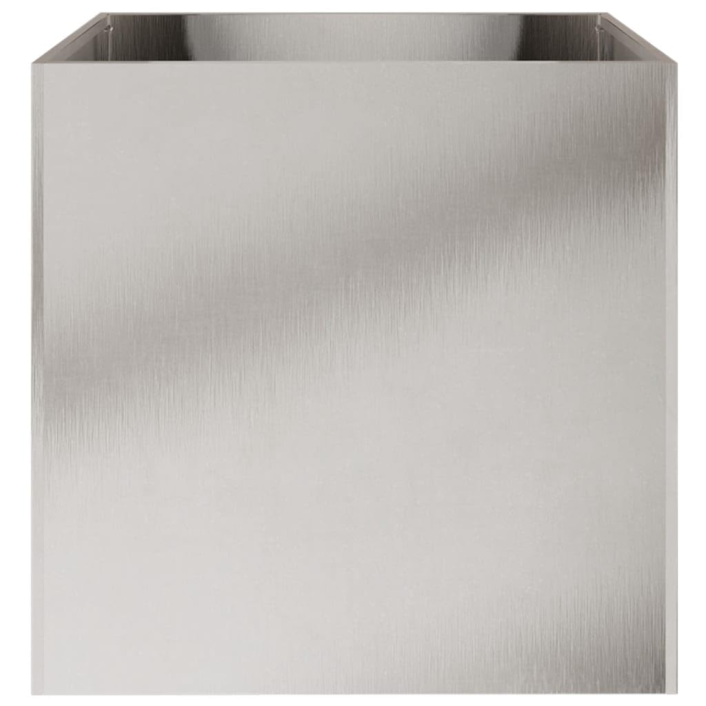 Tmriohed Stainless Steel Planter Boxes Set of 2 Large Silver Rectangular Modern Outdoor Indoor Garden Flower Pot 19.3"x18.5"x18.1" for Patio Balcony Living Room
