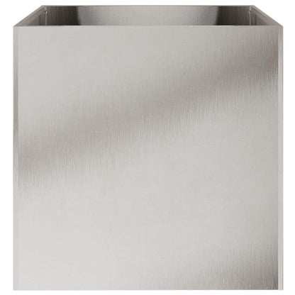 Tmriohed Stainless Steel Planter Boxes Set of 2 Large Silver Rectangular Modern Outdoor Indoor Garden Flower Pot 19.3"x18.5"x18.1" for Patio Balcony Living Room