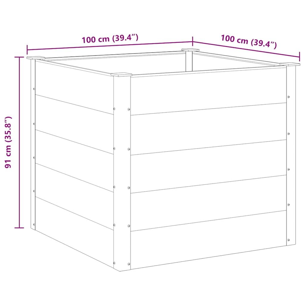 Tmriohed Grey WPC Garden Raised Bed 39.4 x 39.4 x 35.8 in Square Outdoor Planter Box, Wood-Plastic Composite & Aluminum Frame, Large Planter for Patio Balcony Deck Yard