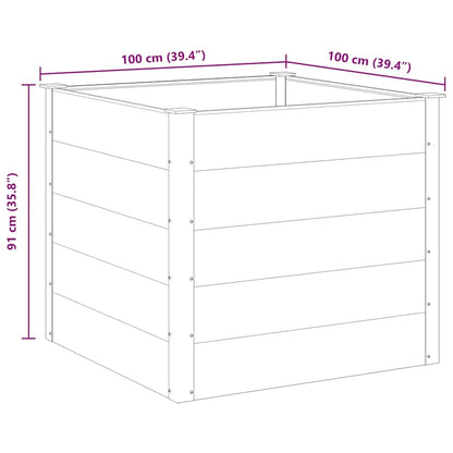 Tmriohed Grey WPC Garden Raised Bed 39.4 x 39.4 x 35.8 in Square Outdoor Planter Box, Wood-Plastic Composite & Aluminum Frame, Large Planter for Patio Balcony Deck Yard