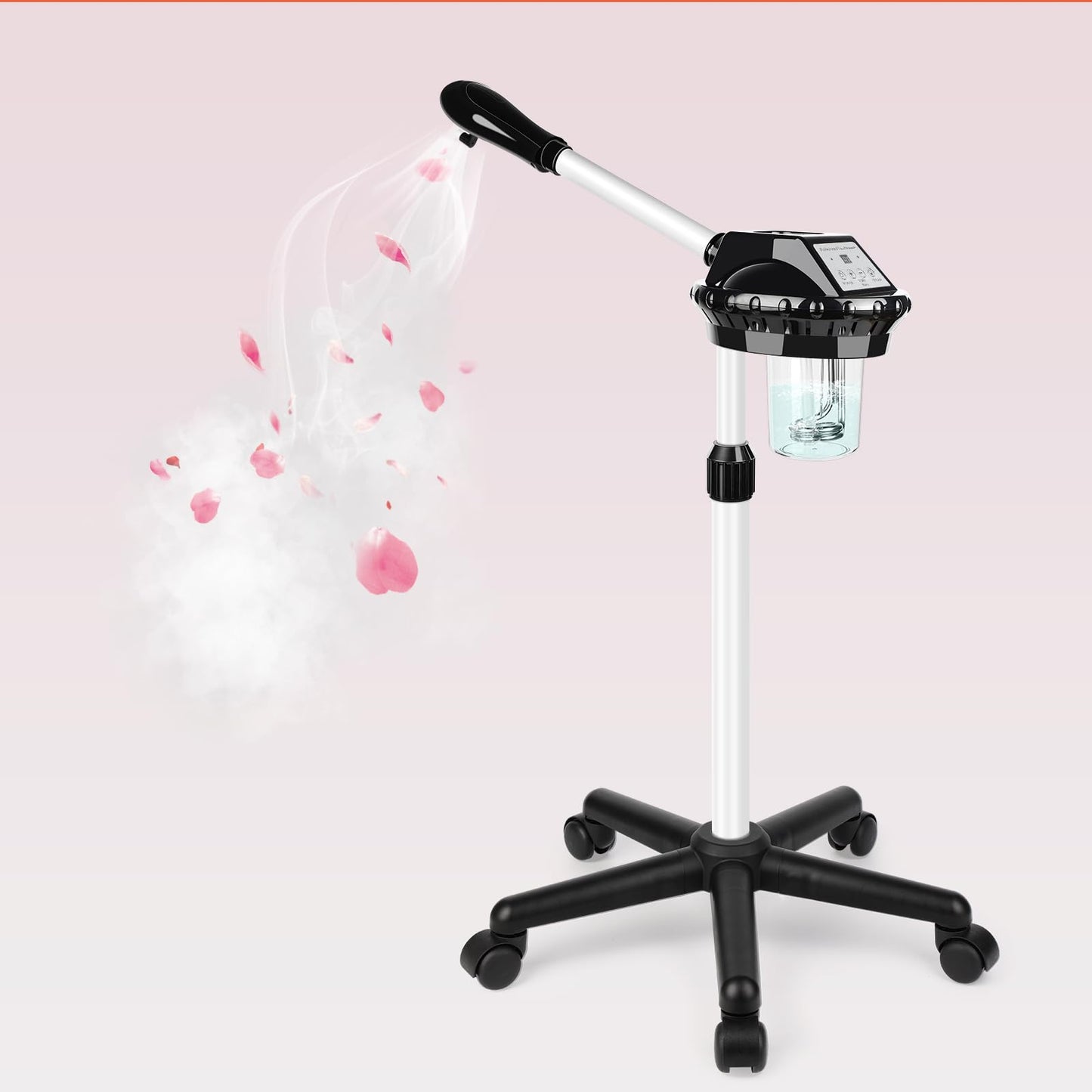 Professional Facial Steamer, Face Steamer on Wheels, SPA Ozone Steamer, Standing Face Steamer for Spa, Salon and at Home Use