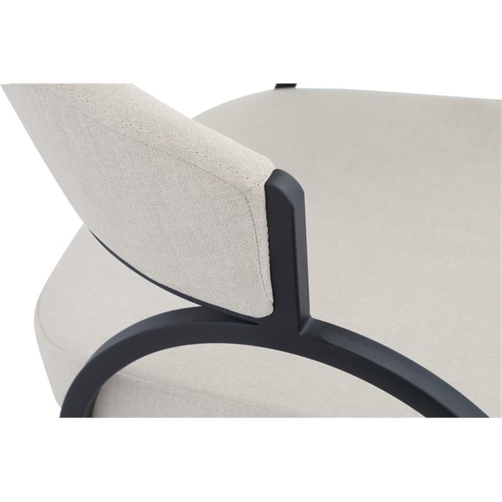 Meridian Furniture 931Beige-C Privet Collection Modern | Contemporary Dining Chair with Soft Beige Linen Textured Polyester Fabric, Matte Black Iron Frame, 20.5" W x 22.5" D x 31.5" H, Beige, Set of 2
