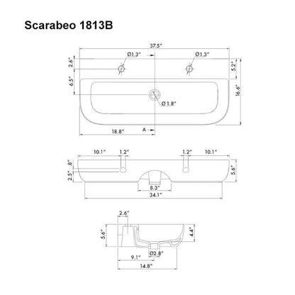Scarabeo 1813B-Two Hole Bathroom Sink, One Size, White