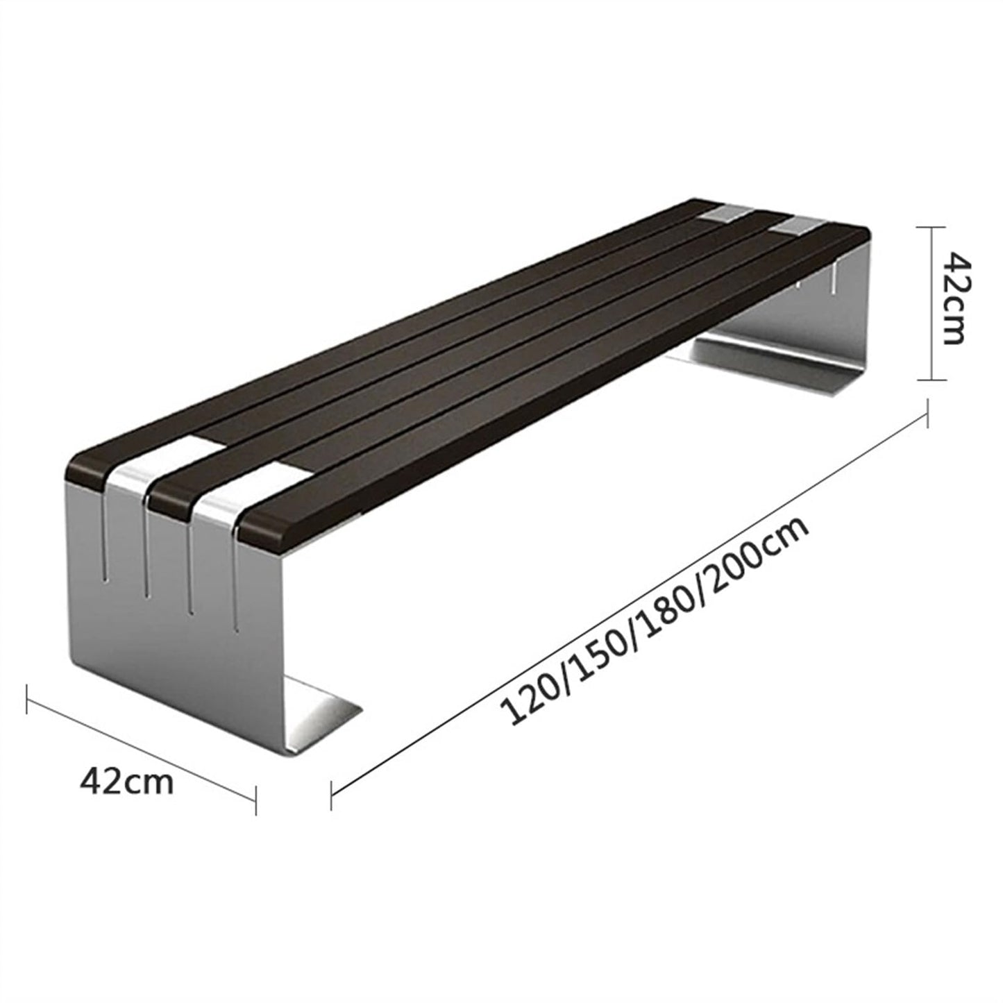 Garden Bench Outdoor Park Bench, Modern Wooden Dining Picnic Furniture Benches with Steel Frame, Outdoor Leisure Benches Backless for Backyard, Garden, Lawn Outdoor Park Bench(150*42*42cm)