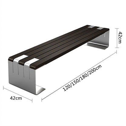 Garden Bench Outdoor Park Bench, Modern Wooden Dining Picnic Furniture Benches with Steel Frame, Outdoor Leisure Benches Backless for Backyard, Garden, Lawn Outdoor Park Bench(150*42*42cm)