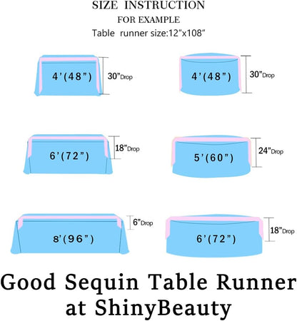 12 90-Inch-Color,Shimmer (12x90 Inch, ShinyBeauty Sequin Tassel Table Runner, by Dining Table Runners Sequined Hotel