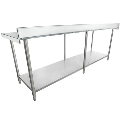EMPURA 96" x 30" Stainless Steel Work Table | Commercial Utility Prep Workstation for Restaurant Laundry Garage | 800 lb Capacity, S/S Undershelf Legs, 4" Backsplash, 96"W x 30"D x 35"H, 16 Gauge, NSF