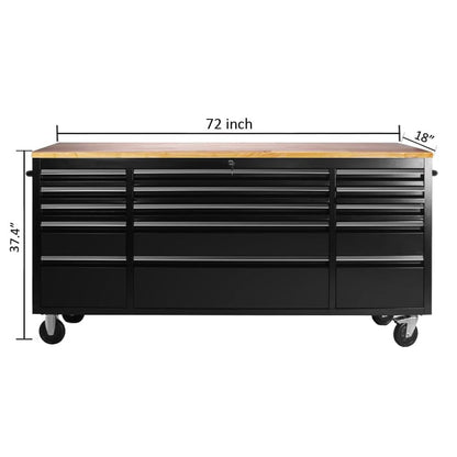 AnorTrek 72 inch Tool Chest with 15 Drawers for Garage, Workbench and Repair Store, Tool Cabinet -Black (72 inch Tool Chest- Black)