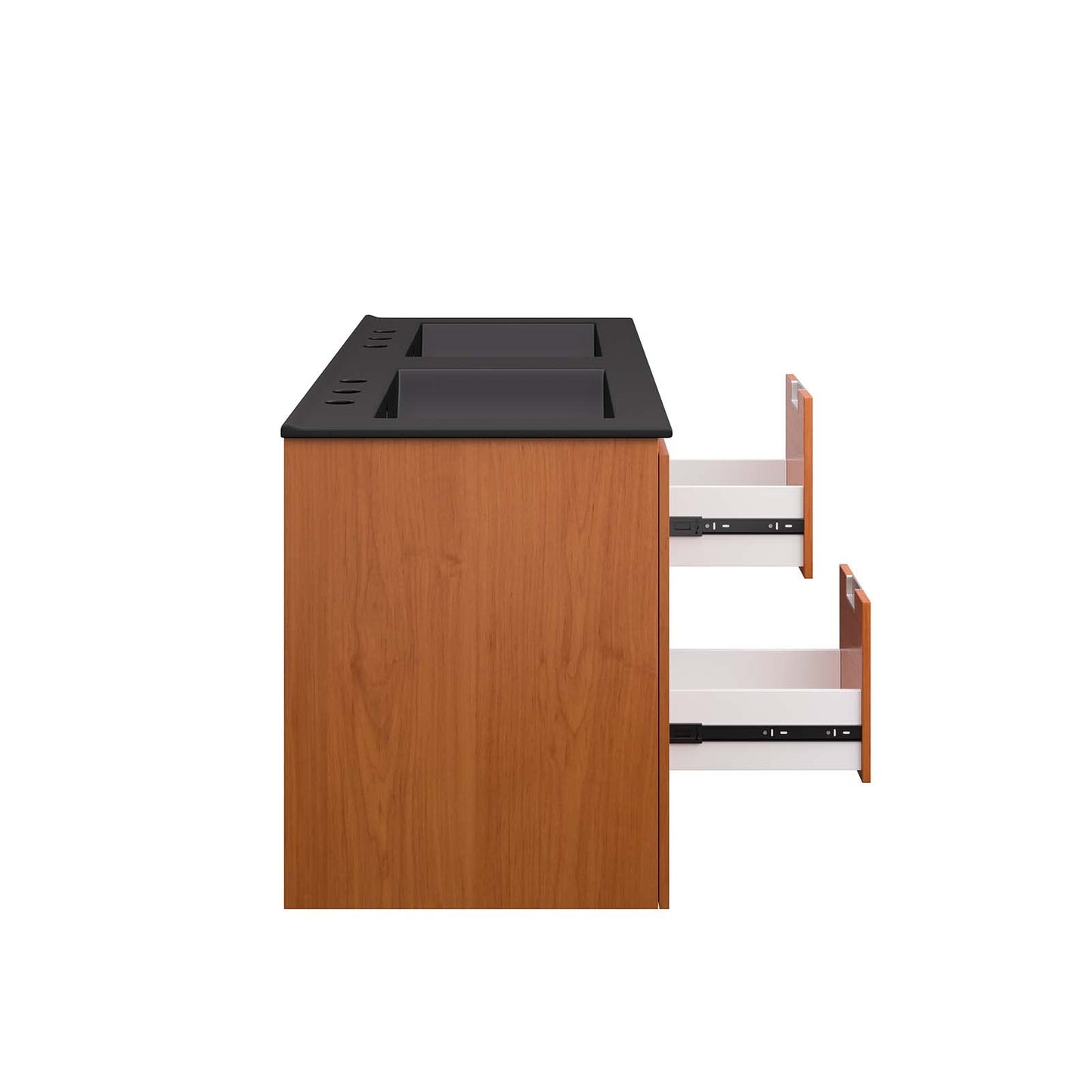 Modway EEI-5815-CHE-BLK Scenic 48" Double Wall-Mount Bathroom Vanity, Cherry Black