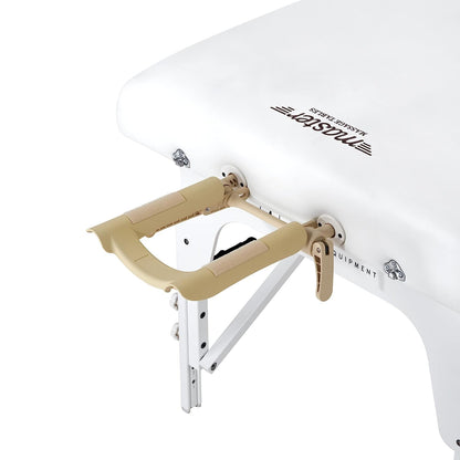 Master Massage 31" Extra Wide Montclair Pro Memory Foam Portable Massage Table Package in Snow White with Reiki and Ambient Lighting System