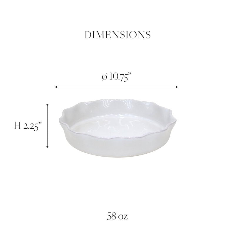 Casafina Ceramic Stoneware 11" Pie Dish - Cook & Host Collection, White | Microwave & Dishwasher Safe Dinnerware | Food Safe Glazing | Restaurant Quality Serveware