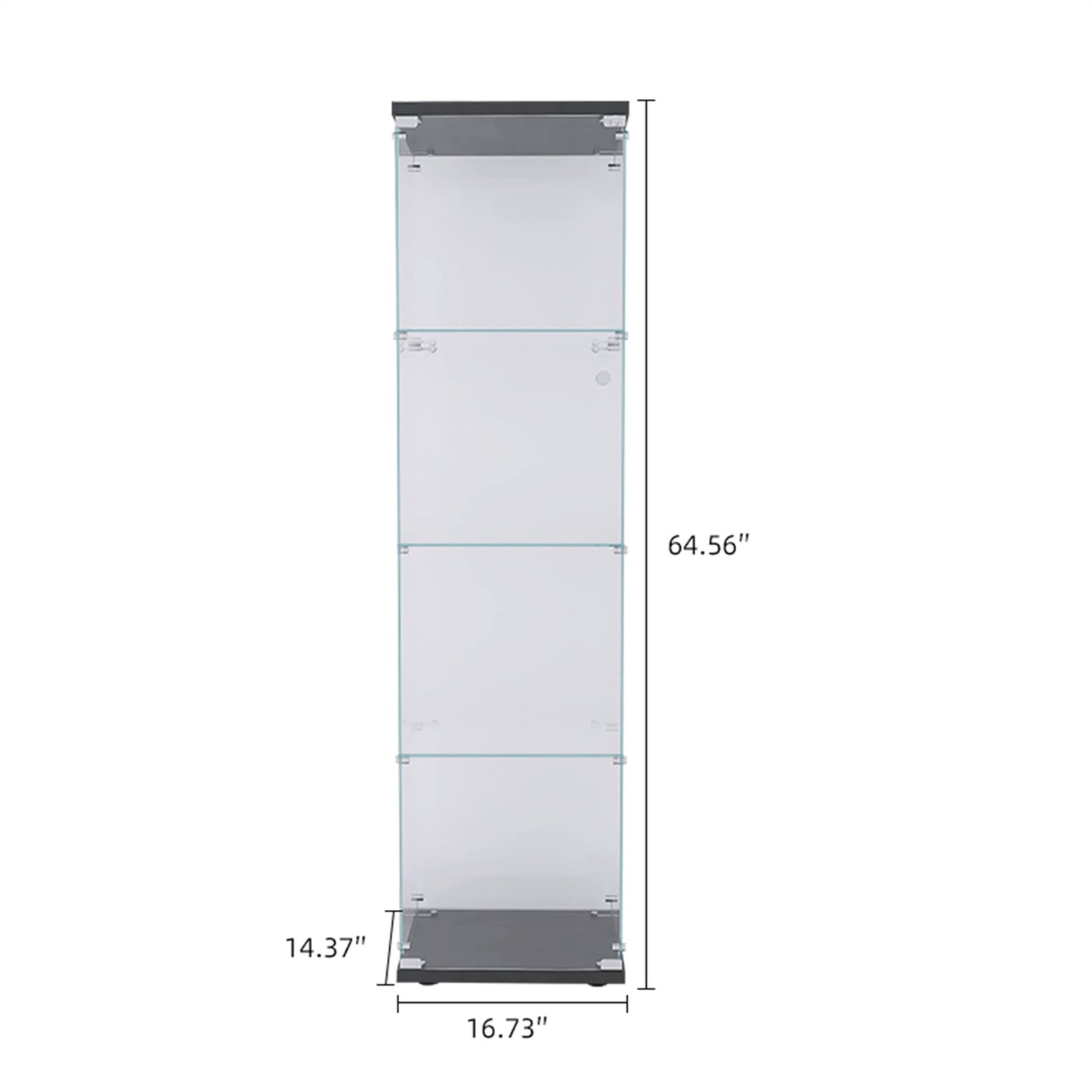Acosure Glass Display Cabinet 4-Shelf,Curio Cabinets with Door,Floor Standing Bookshelf,Easy Assembly,for Bedroom Living Room Office,Black (17.00" L x 14.70" W x 64.00" H)