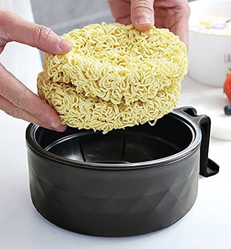 Layron Ramen Cooker Ramen Bowl Set with Chopsticks 33oz Microwave Noodle Bowl College Dorm Room Essentials for Girls for Boys Apartment Essentials-Black