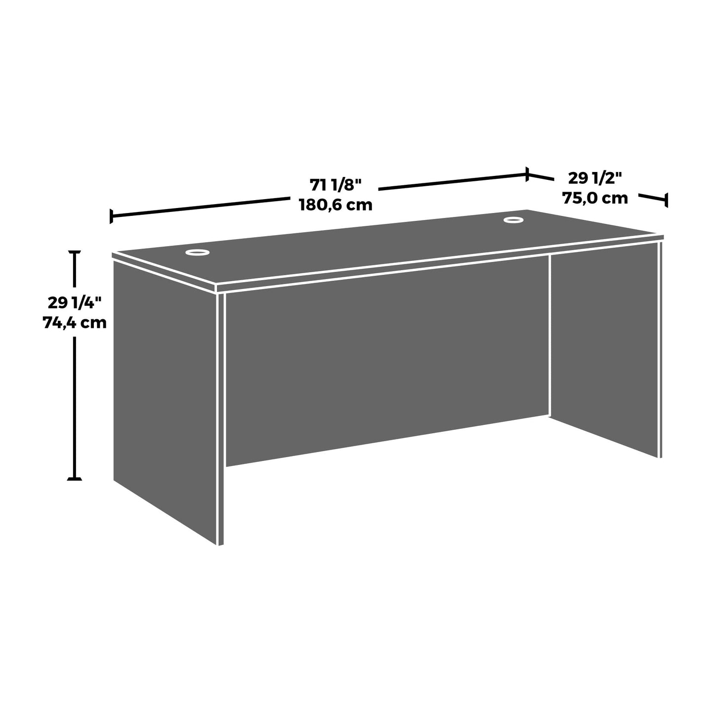 Sauder Office Works Affirm 72 X 30 Desk 2 Drawer Pedestal Ste, Hudson Elm Finish