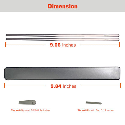 Titanium Chopsticks with Case, XBD Gears 2 Pairs of 9 Inches Square Chopstick Set Dishwasher Safe Reusable for Home & Travel (2-Pair Chopsticks)