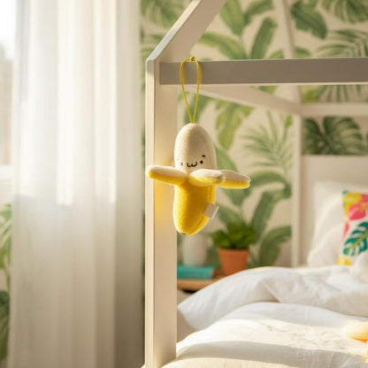Junfamilee Yellow Peeling Banana Decoration, Birthday Gift PP Cotton Peeling Banana Shape Plush Pendant for Decoration