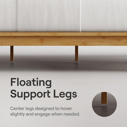 Nectar Bamboo Platform Bed Frame - Twin - Natural - Floating Center Support Legs - 12” Height - Easy Tool Free Set Up - Contemporary and Durable - Sturdy Wooden Support Slats - Holds Up to 500 Pounds