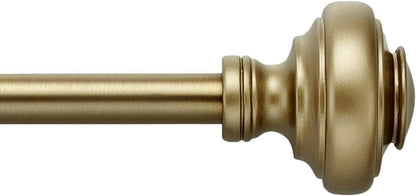 MODE Simplicity Collection 5/8" Diameter Curtain Rod Set with Doorknob Finials, Adjustable Gold