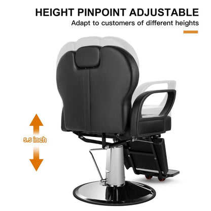 Artist hand Barber Chair for Salon, Reclining Barber Chair Heavy Duty Adjustable Height & Headrest, Barber Shop Chairs Wide Seat Comfort and Sturdy, Beauty Salon Chair for Hair Stylist for Home Black