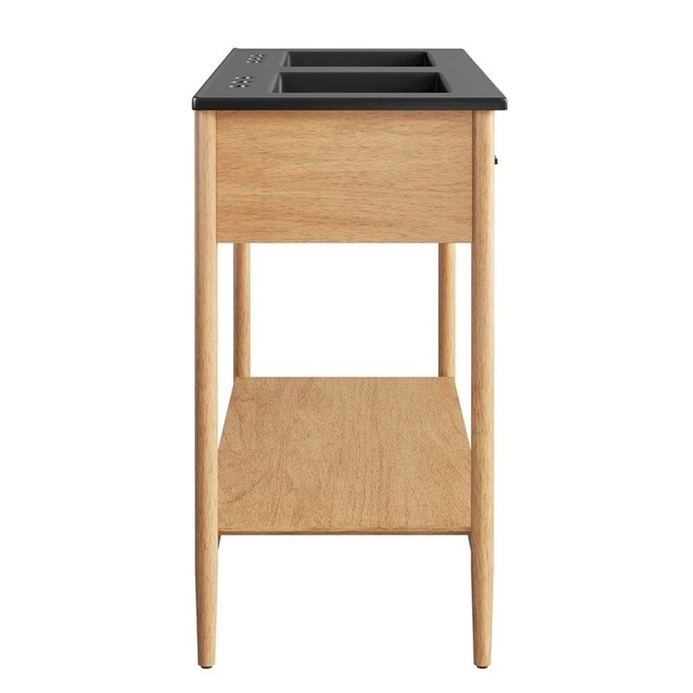 Modway EEI-6827-NAT-BLK Zaire 48" Double Sink Bathroom Vanity, Natural Black
