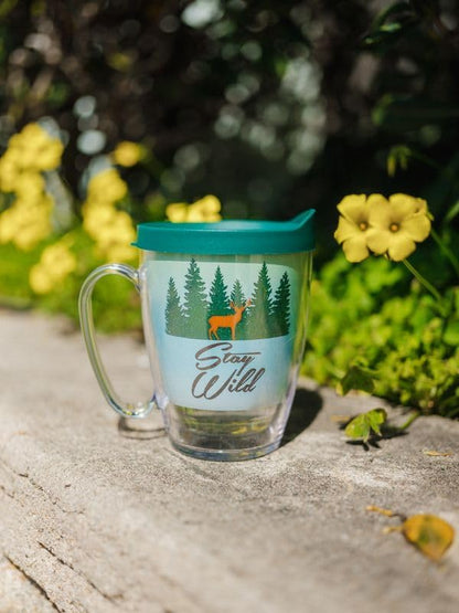 Tervis Stay Wild Double Walled Insulated Tumbler Travel Cup, Keeps Drinks Cold & Hot, 16oz Mug with Handle