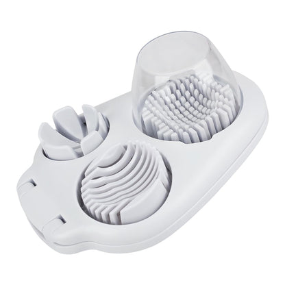 MREEGS 3 in 1 Egg Slicer for Hard Boiled Eggs, Suitable for Strawberry Slicer Grape Cutter, Egg Slicer for Hard Boiled Eggs,Stainless Steel Dicer,For Kitchen Vegetable Cutting Tool - White