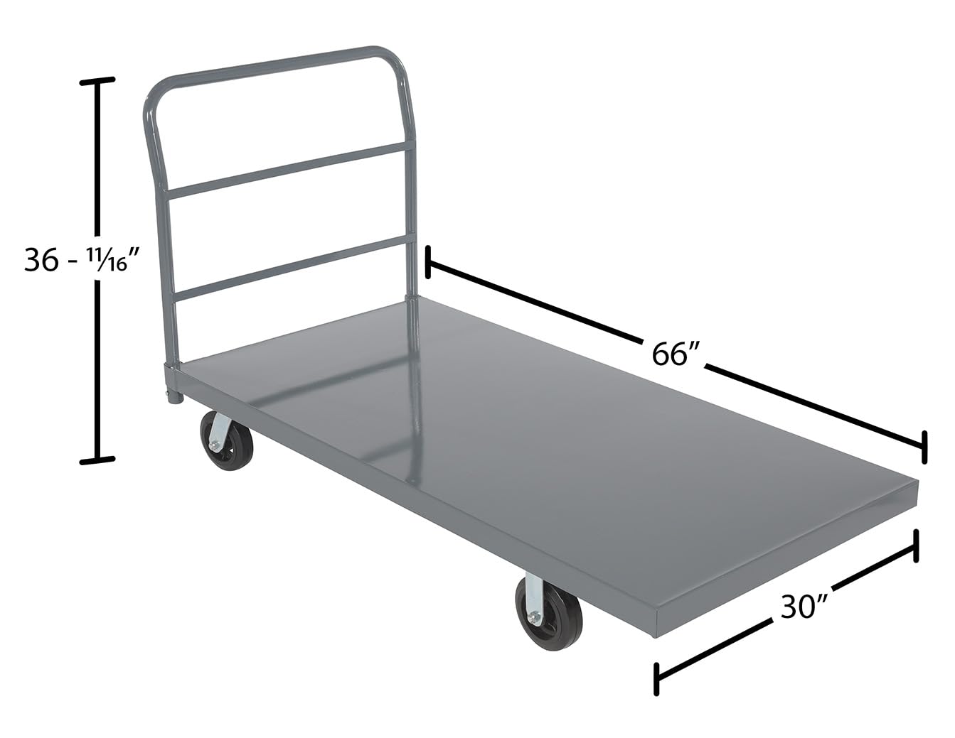 Vestil ECSPT-3060 Steel Smooth Deck Platform Truck 30 in. x 60 in. 2000 Lb. Capacity Gray