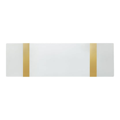 Furniture of America Wellit Glam Wood 50-inch White Sofa Table with O-Shaped Stainless Steel Trestle Base for Living Room, Gold