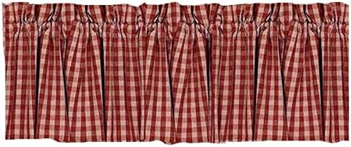 Home Collection by Raghu Barn Red/Nutmeg Heritage House Check Valance, 72 by 15.5-Inch (VL100017)