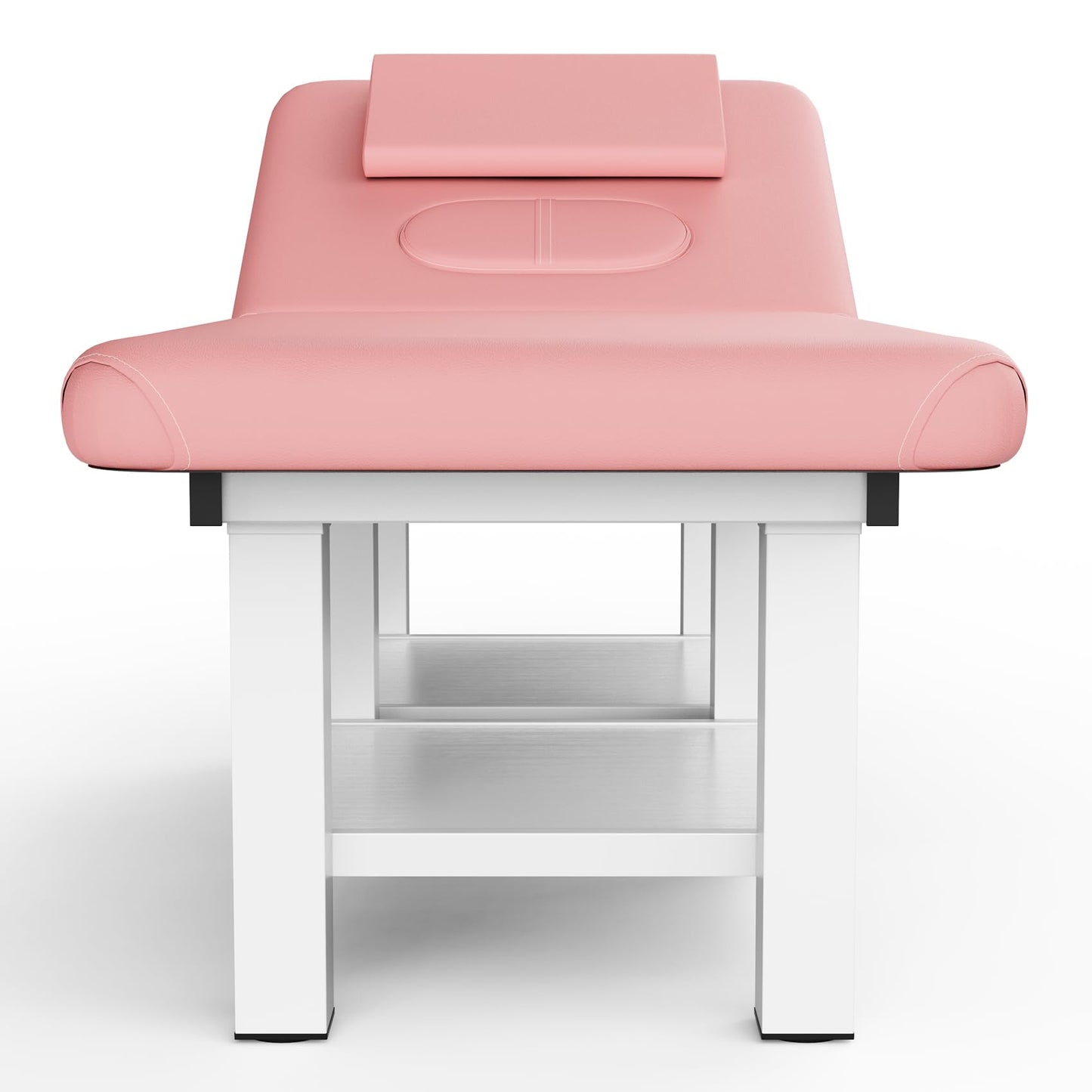 pouseayar Stationary Massage Table, 75”L 31.5''W Heavy Duty Esthetician Bed, 800LBS Metal Frame PU Leather Physical Therapy Table Spa Lash Bed Professional Equipment (Pink)