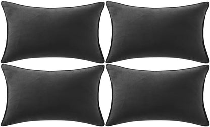Fancy Homi 2 Packs 14x24 Inch 35x60 cm Black Long Lumbar Decorative Throw Pillow Covers for Living Room Couch Bed Sofa