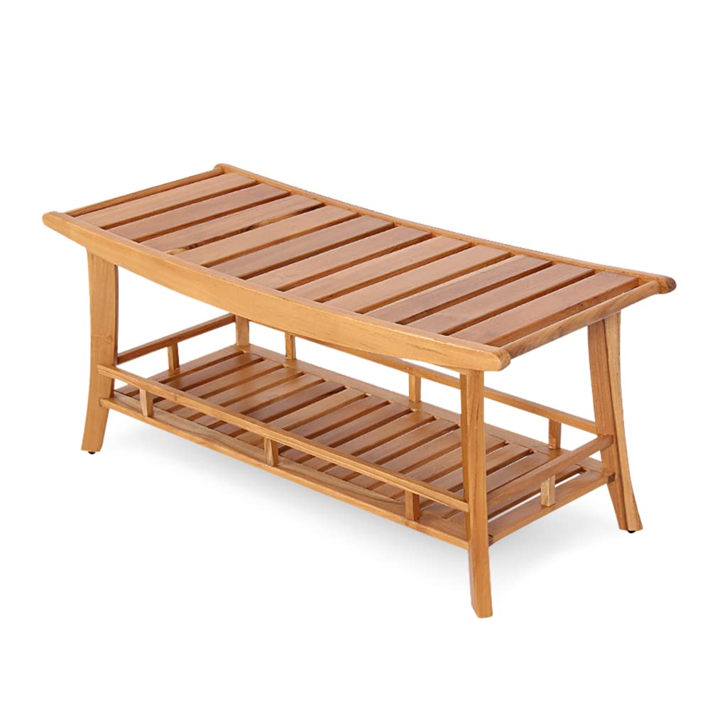 Cambridge Casual Teak Wood Estate, Large Shower Bench/Natural Brown