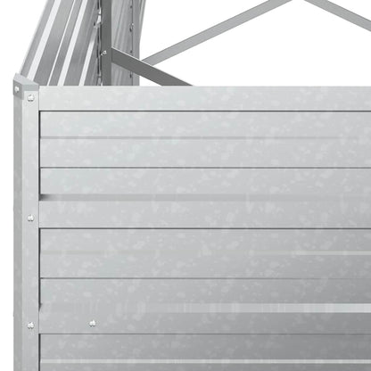 Foknhdi Large Galvanized Steel Raised Garden Bed 126x126x30.3 in Silver Modern Outdoor Planter Box for Vegetables Flowers Herbs on Patio Backyard