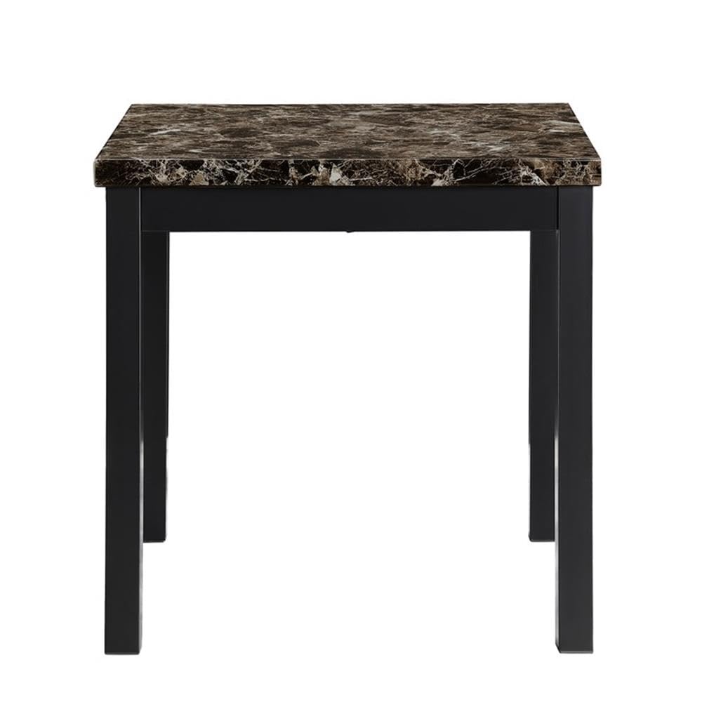 Lexicon Tempe 3-Piece Faux Marble Coffee Table Set, Brown Marble Look Top with Black Metal Frame, Modern Living Room Set with 1 Cocktail Table & 2 End Tables
