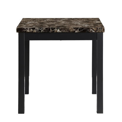 Lexicon Tempe 3-Piece Faux Marble Coffee Table Set, Brown Marble Look Top with Black Metal Frame, Modern Living Room Set with 1 Cocktail Table & 2 End Tables