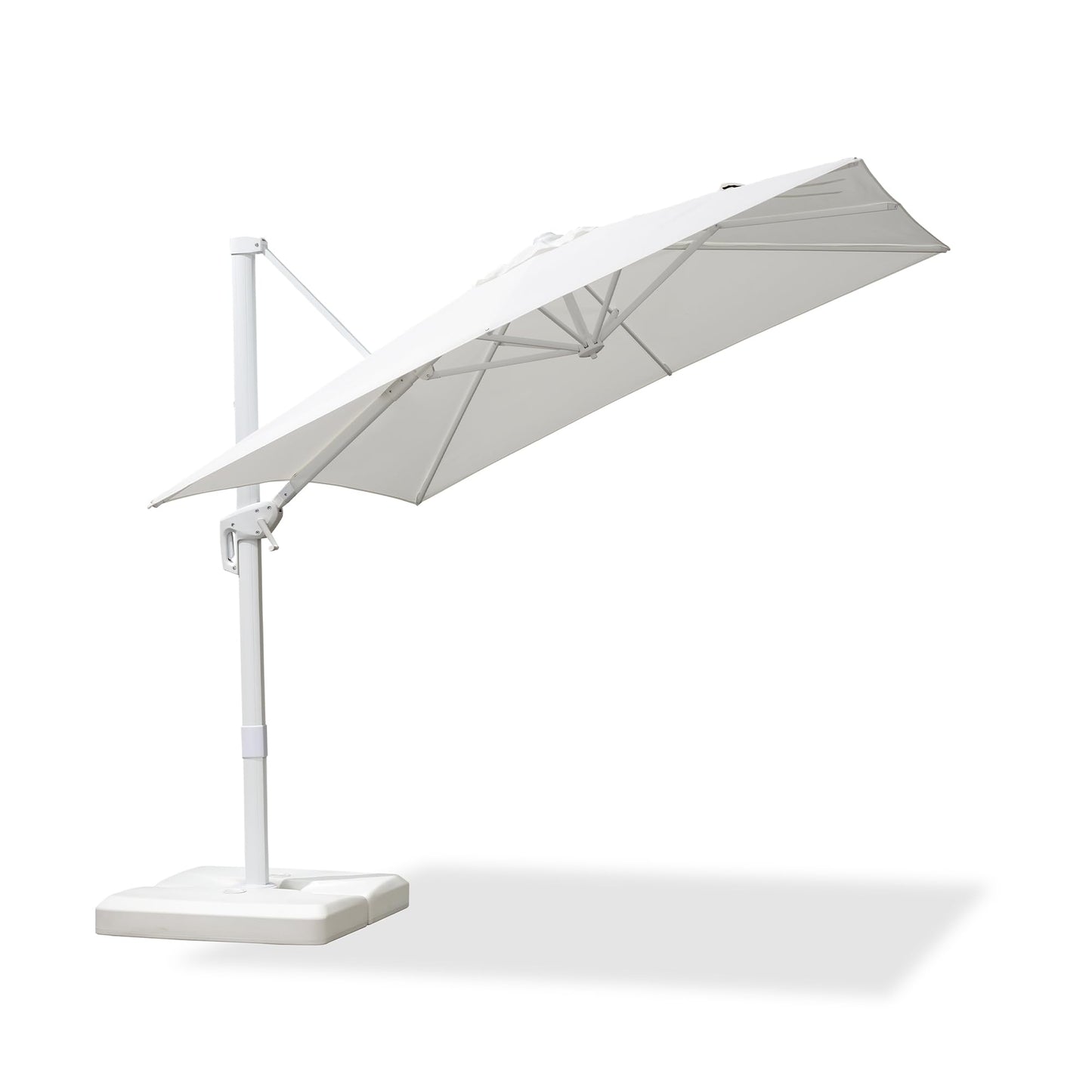 PURPLE LEAF 8 FT White Cantilever Patio Umbrella Aluminum Square Outdoor Offset Umbrella Hanging Windproof with 360° Rotation for Garden Deck Pool, White