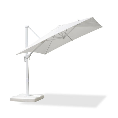 PURPLE LEAF 8 FT White Cantilever Patio Umbrella Aluminum Square Outdoor Offset Umbrella Hanging Windproof with 360° Rotation for Garden Deck Pool, White