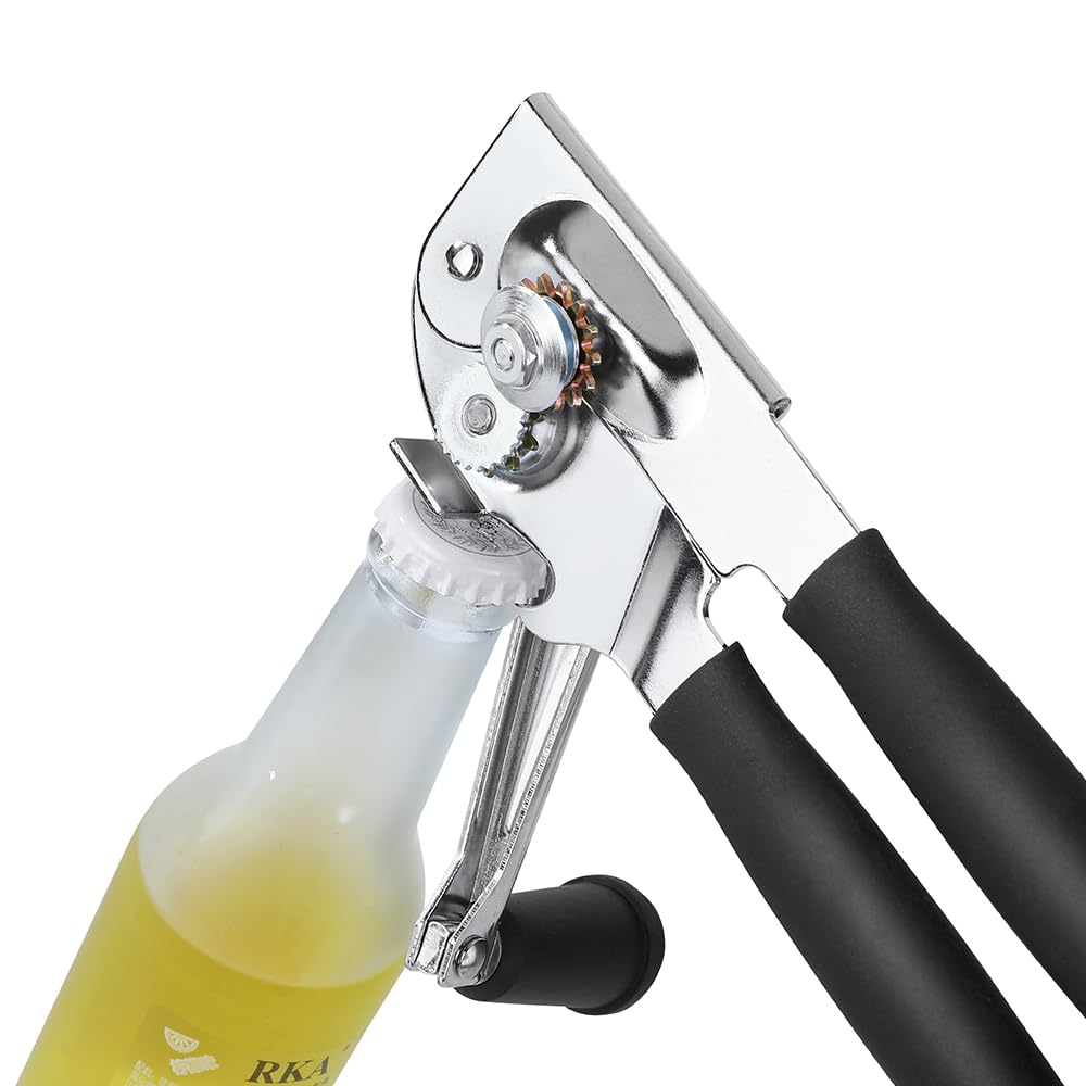 Manual Can Opener,Easy-Grip Hand Crank Can Opener for Seniors & Arthritis - Ergonomic Manual Opener, Heavy Duty for Large Cans, Safe & Comfortable Use at Home or Restaurant
