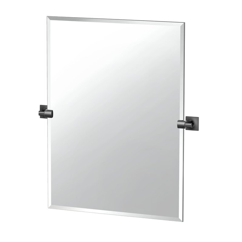 Gatco 5589MXS Waterline Frameless Rectangle Mirror, 31.5 Inch, Matte Black