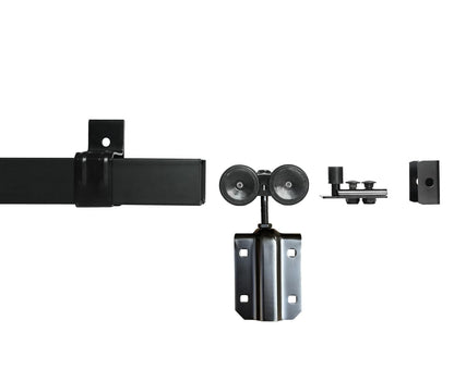 DIYHD 24FT Exterior Double Sliding Barn Door Hardware,Heavy Duty Wall Mount Box Track Kit for Outdoor Use,MAX Load 330lbs,Kit to Hang 2 Doors(Fit 72" X 2 Door)