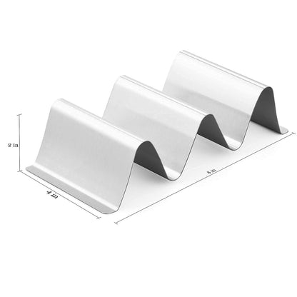 RTT Stainless Steel Taco Holder Stand, Set of 6 - Stylish Rack Holds Up to 3 Tacos Each, Keeping Shells Upright - Oven, Grill and Dishwasher Safe